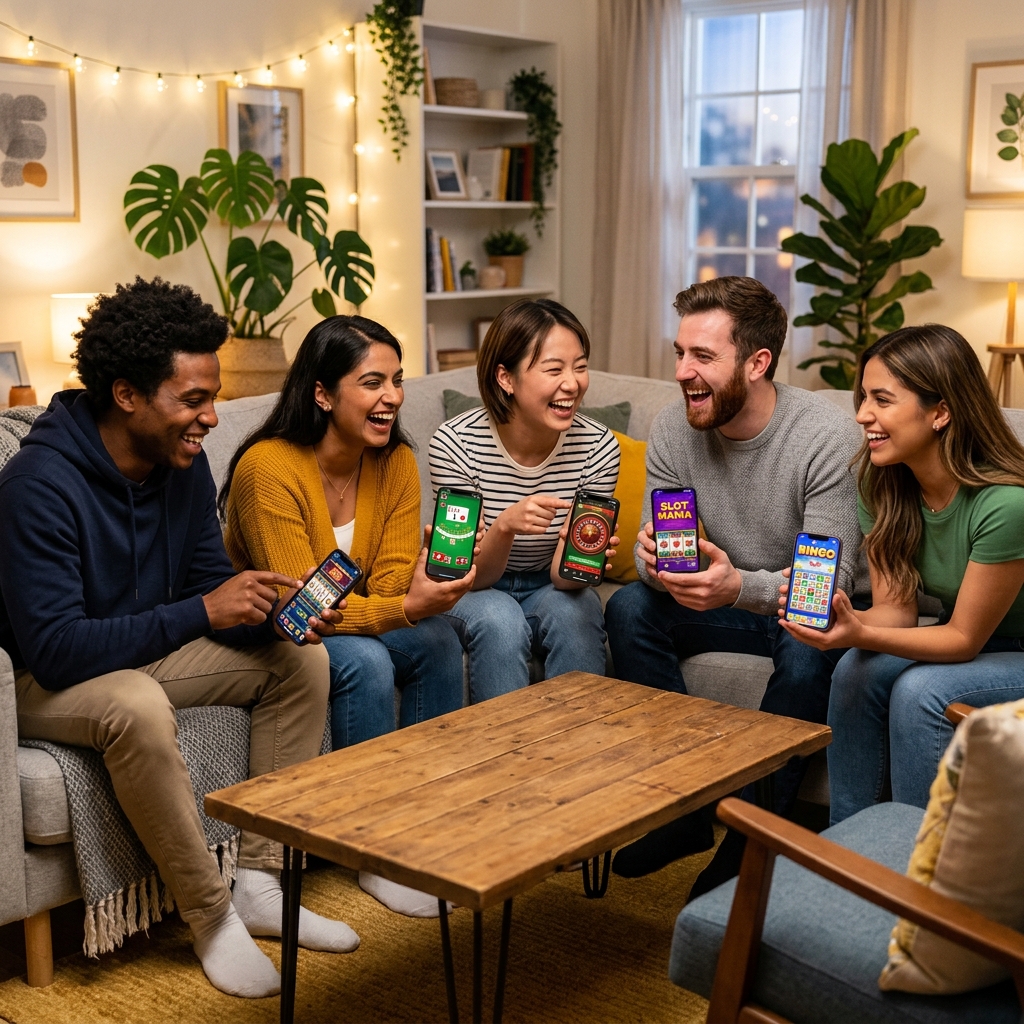 Freunde spielen Social Games auf dem Smartphone
